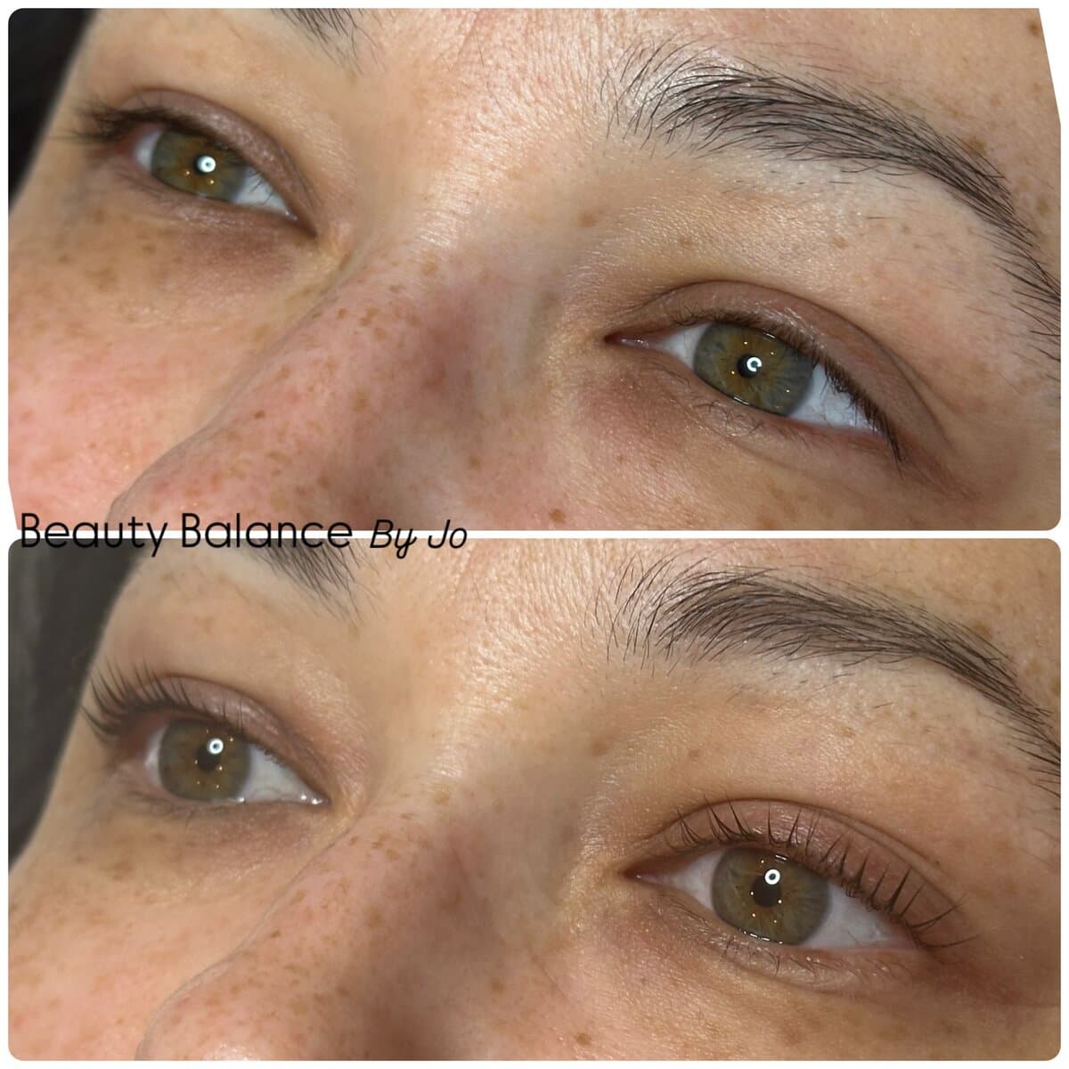 Lash lift before and after on natural lashes at Beauty Balance by Jo